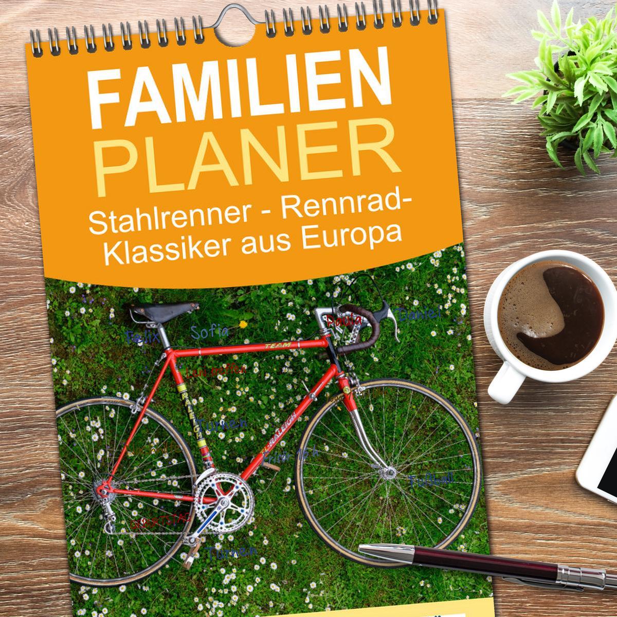 Bild: 9783457097649 | Familienplaner 2025 - Stahlrenner - Rennrad-Klassiker aus Europa...