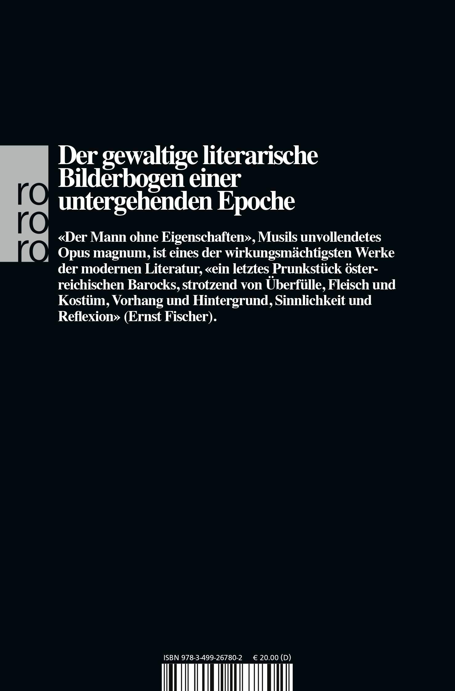 Rückseite: 9783499267802 | Der Mann ohne Eigenschaften I | Erstes und Zweites Buch | Robert Musil