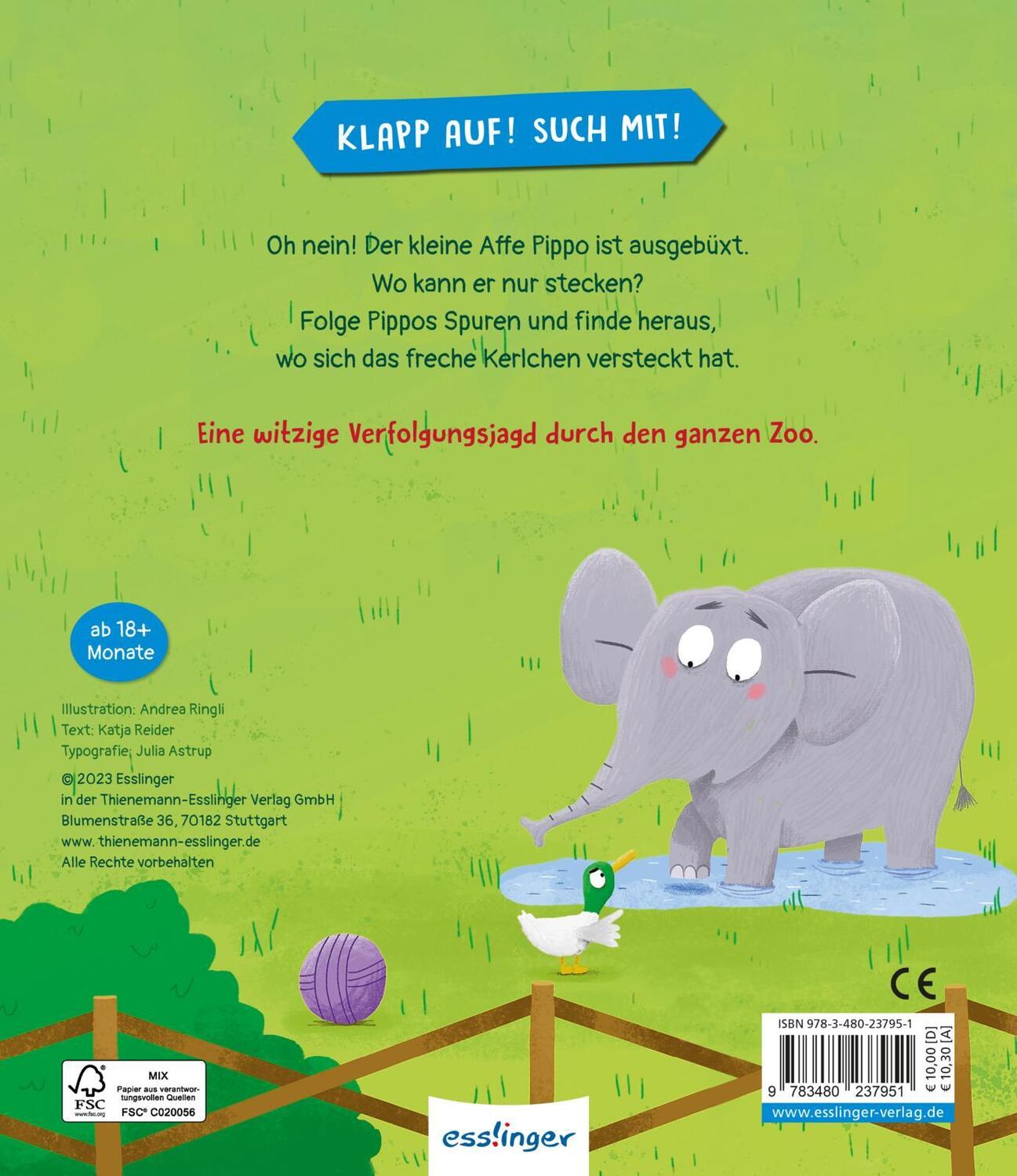 Rückseite: 9783480237951 | Klapp auf! Such mit!: Wo steckst du, Pippo? | Katja Reider | Buch