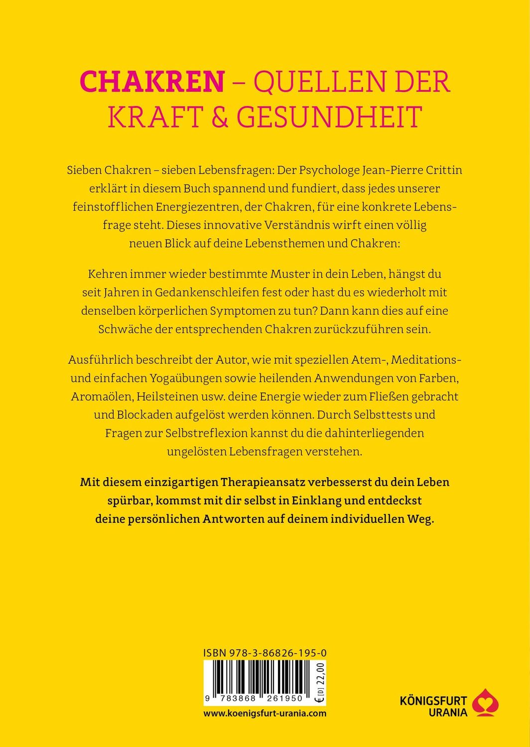 Rückseite: 9783868261950 | Chakren - Quellen der Kraft &amp; Gesundheit | Jean Pierre Crittin | Buch