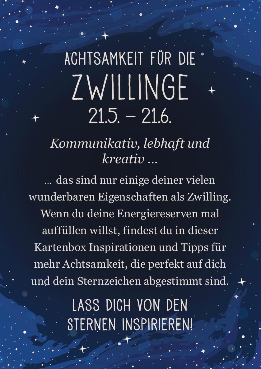 Rückseite: 9783845849775 | Achtsamkeit für die Zwillinge | 50 Astro-Kärtchen | Taschenbuch | 2022