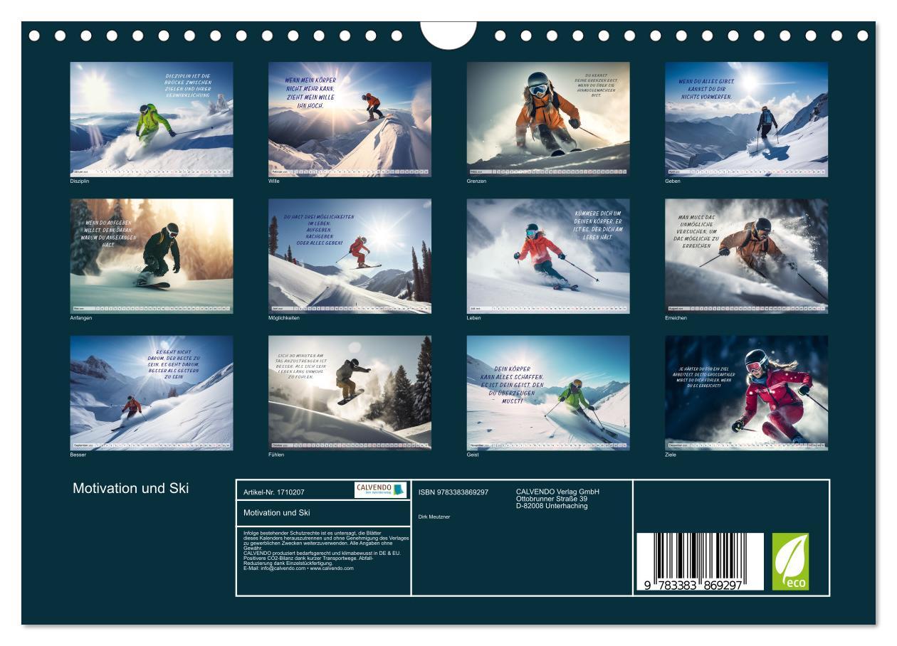 Bild: 9783383869297 | Motivation und Ski (Wandkalender 2025 DIN A4 quer), CALVENDO...