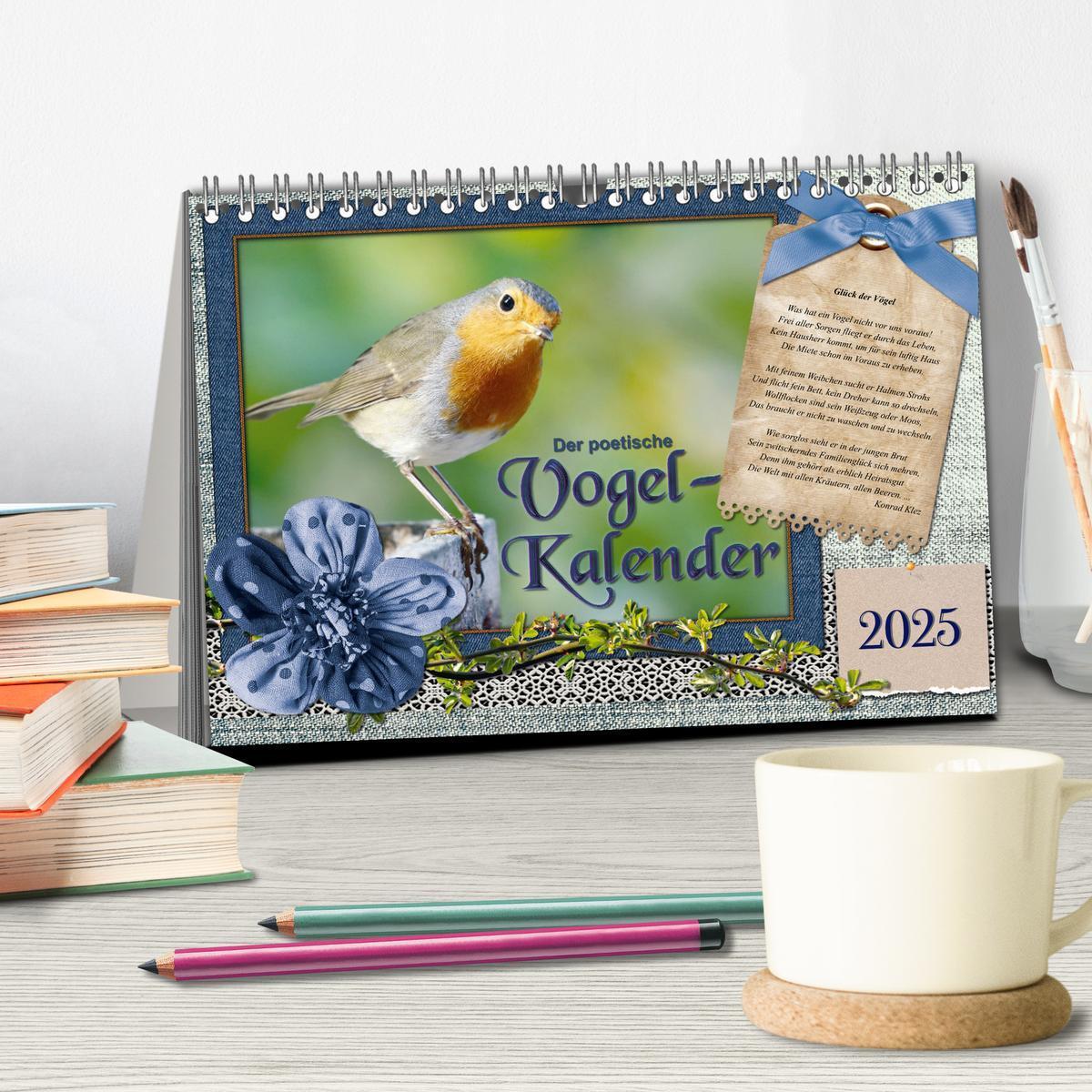 Bild: 9783435081905 | Der poetische Vogelkalender (Tischkalender 2025 DIN A5 quer),...