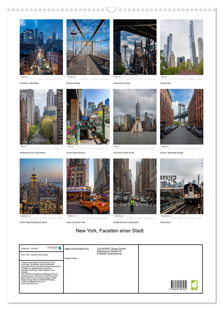 Bild: 9783435847532 | New York, Facetten einer Stadt (Wandkalender 2025 DIN A2 hoch),...