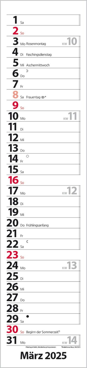 Bild: 9783731879596 | Streifenplaner Compact Rot 2025 | Verlag Korsch | Kalender | 13 S.