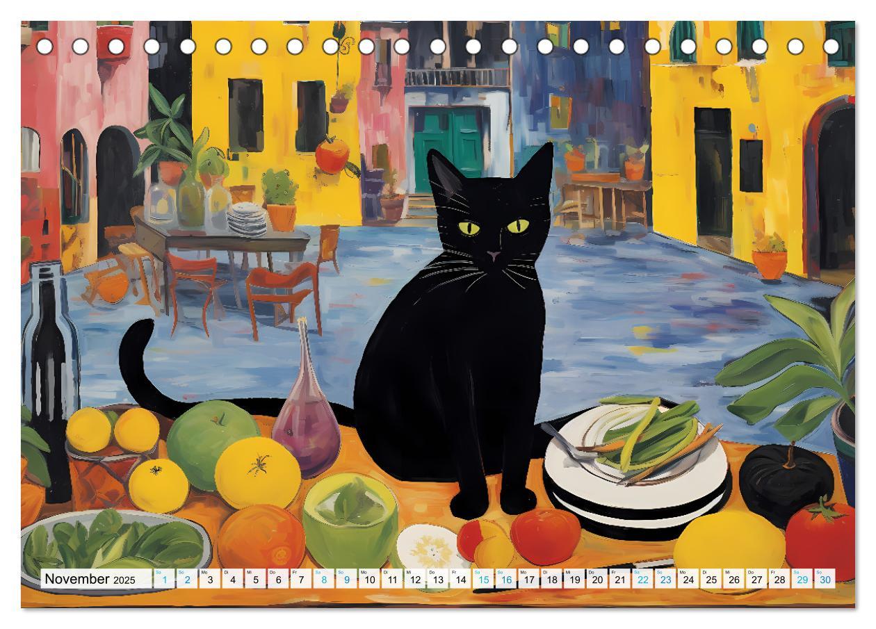 Bild: 9783383862519 | Kunstvolle Katzen (Tischkalender 2025 DIN A5 quer), CALVENDO...