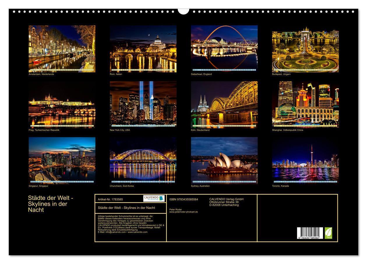 Bild: 9783435585564 | Städte der Welt - Skylines in der Nacht (Wandkalender 2025 DIN A2...