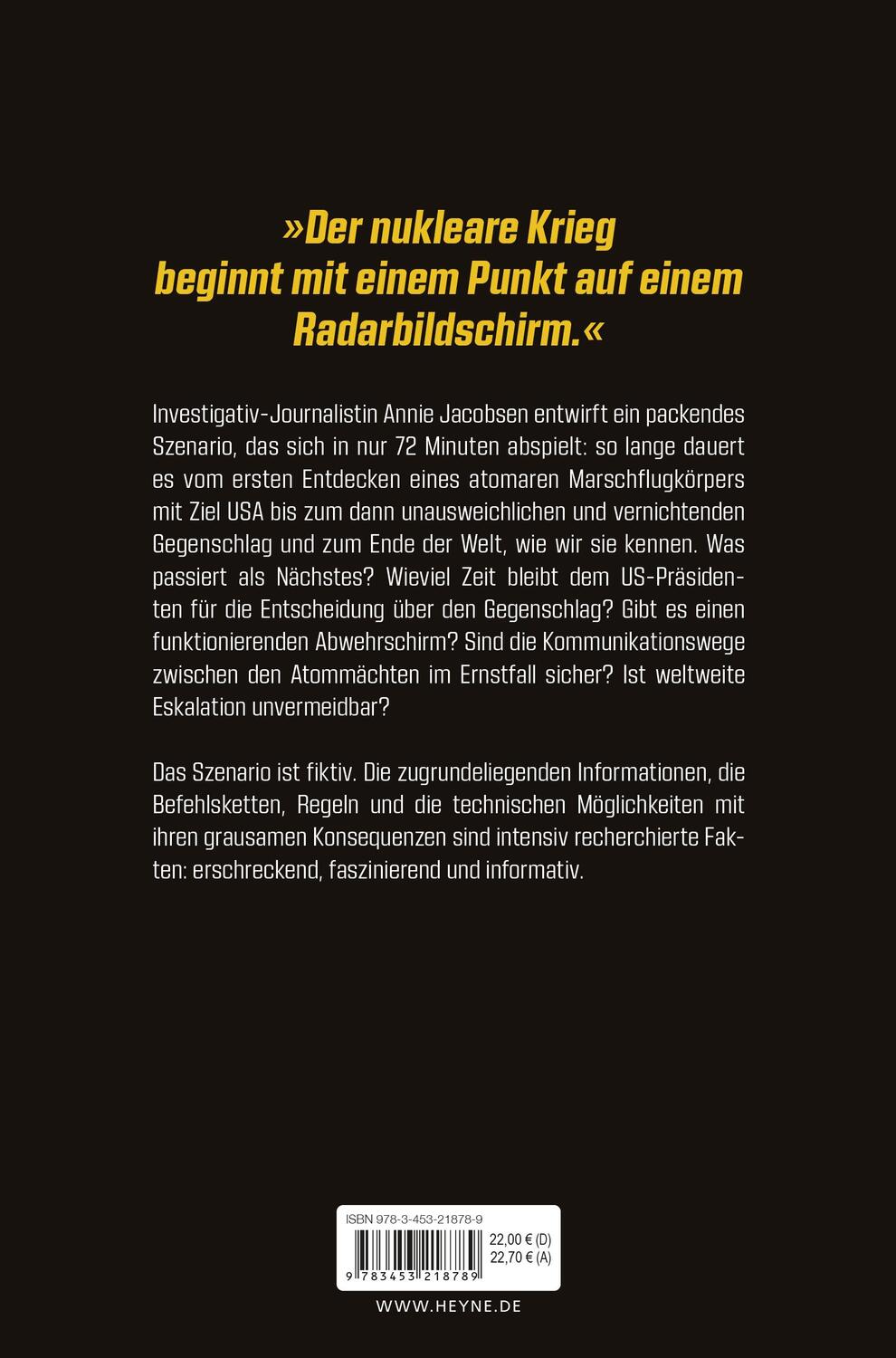 Bild: 9783453218789 | 72 Minuten bis zur Vernichtung | Annie Jacobsen | Taschenbuch | 400 S.