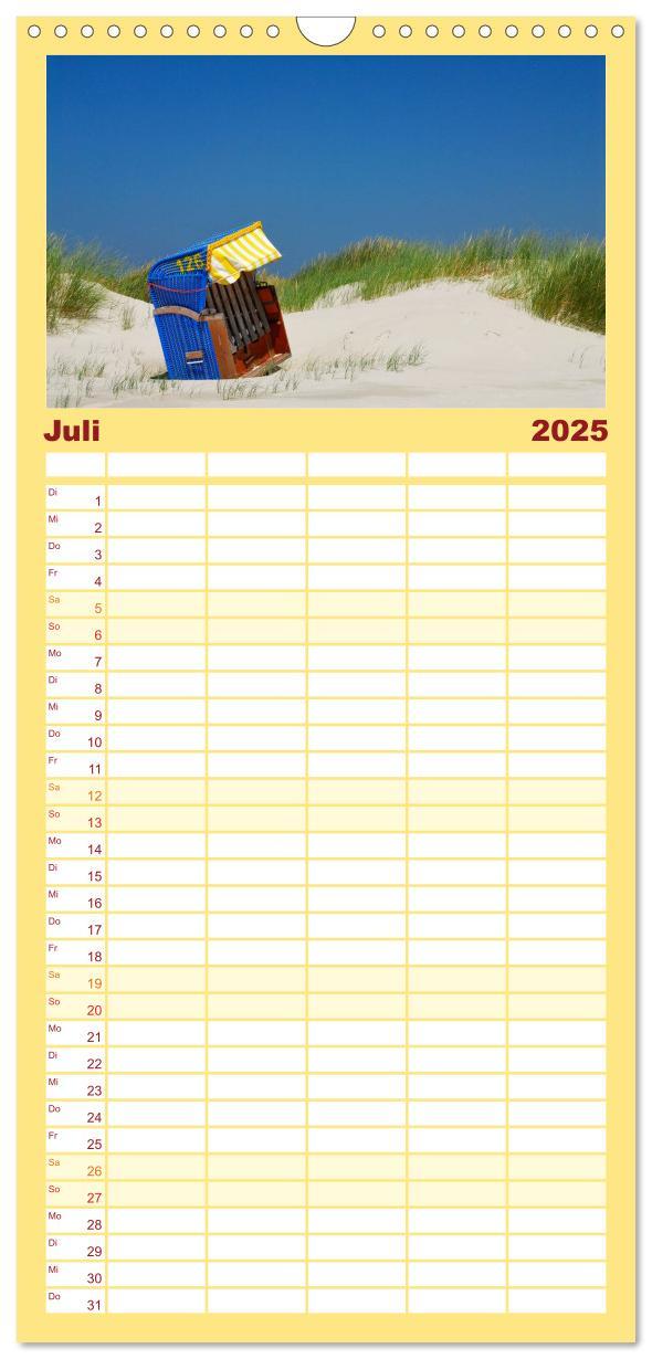 Bild: 9783457118023 | Familienplaner 2025 - Amrum mit 5 Spalten (Wandkalender, 21 x 45...