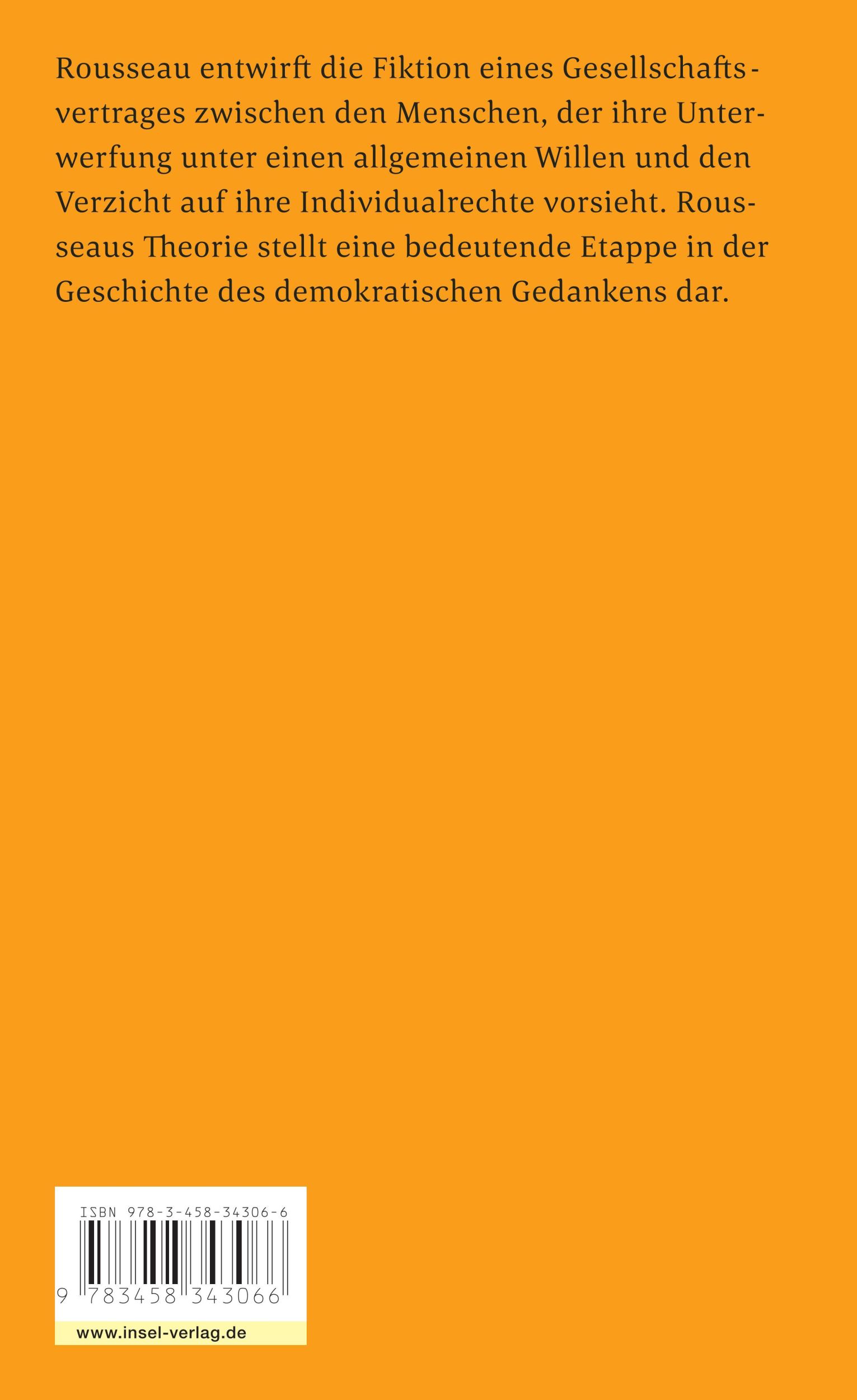 Rückseite: 9783458343066 | Vom Gesellschaftsvertrag oder Grundlagen des politischen Rechts | Buch