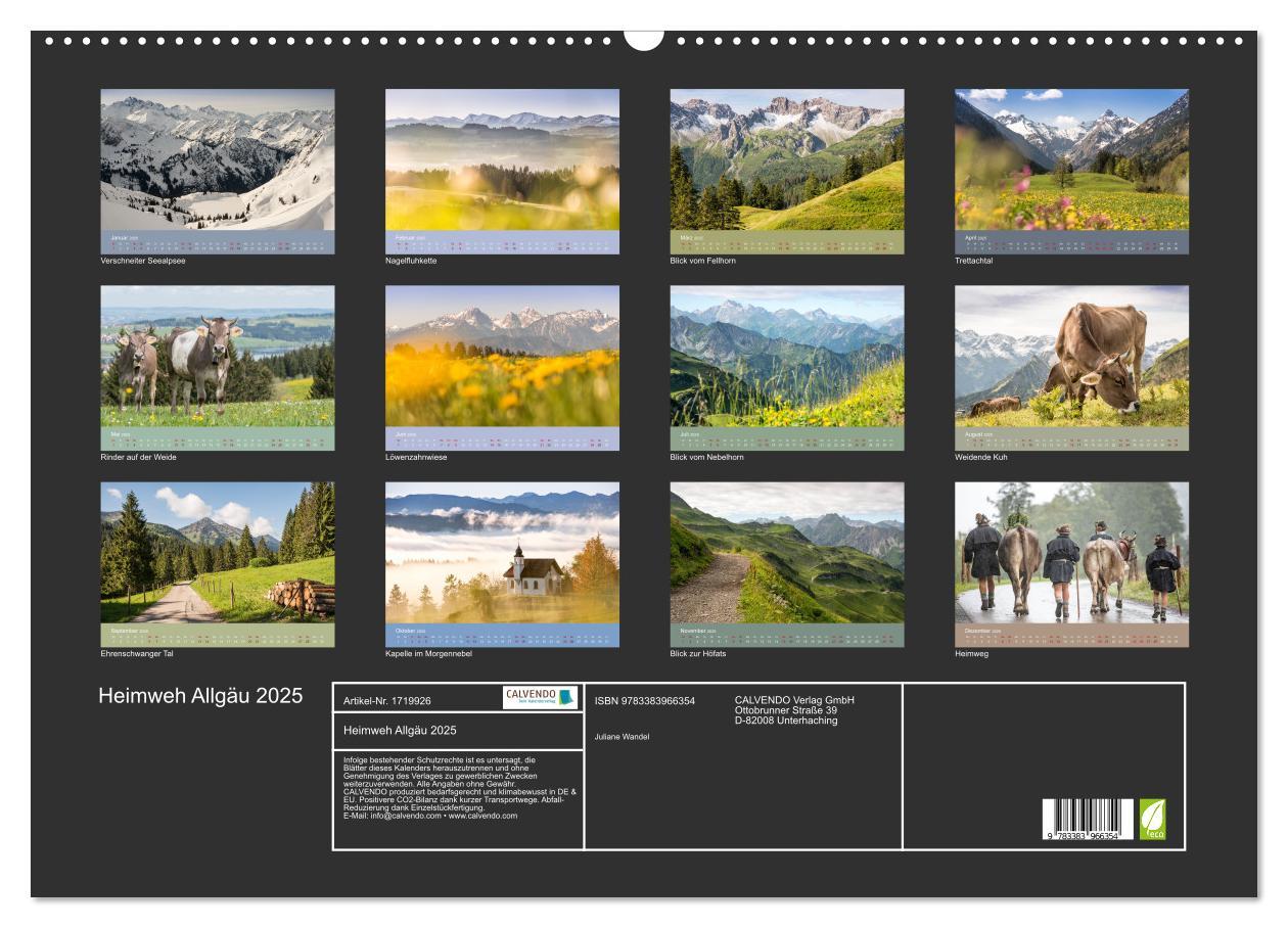 Bild: 9783383966354 | Heimweh Allgäu 2025 (Wandkalender 2025 DIN A2 quer), CALVENDO...