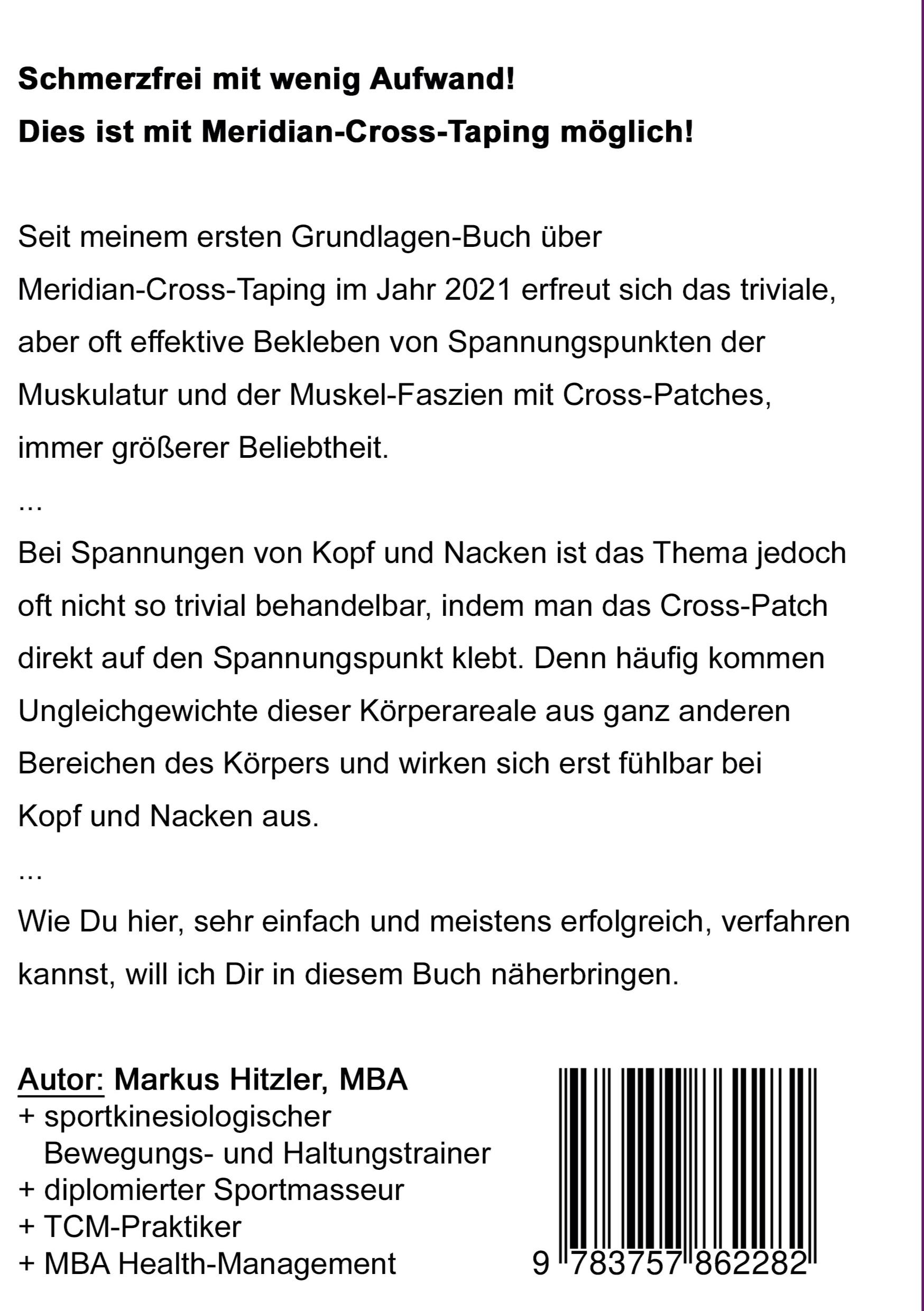 Rückseite: 9783757862282 | Meridian-Cross-Taping | Kopf &amp; Nacken | Markus Hitzler | Taschenbuch