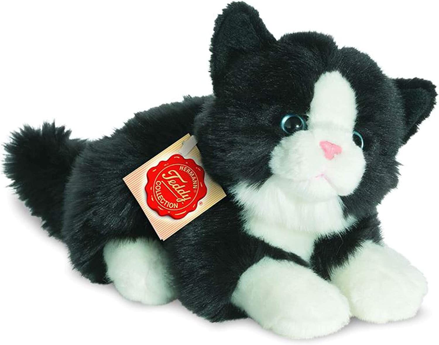 Cover: 4004510906896 | Teddy Hermann 90689 - Katze liegend, 20 cm, schwarz/weiß, Plüschtier