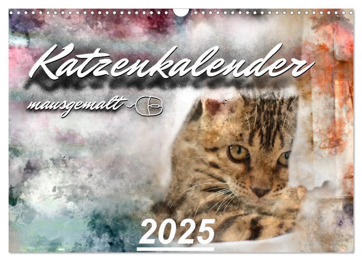 Cover: 9783435408412 | Katzenkalender mausgemalt (Wandkalender 2025 DIN A3 quer), CALVENDO...