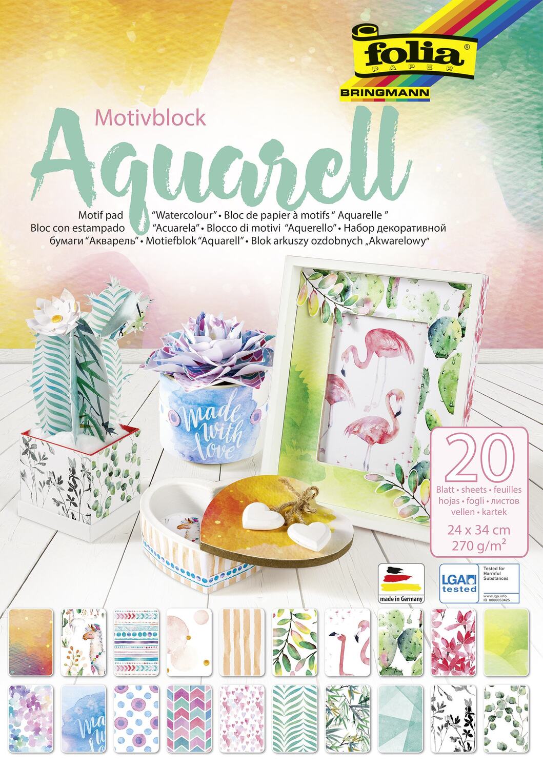 Cover: 4001868107807 | Folia Motivblock AQUARELL 24x34cm, 20 Blatt | Folia Motivblock | 48749