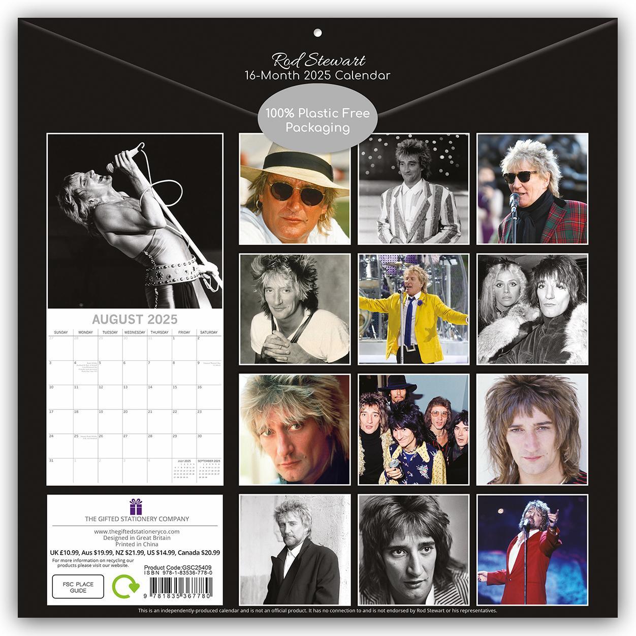 Rückseite: 9781835367780 | Rod Stewart 2025 - 16-Monatskalender | The Gifted | Kalender | 14 S.