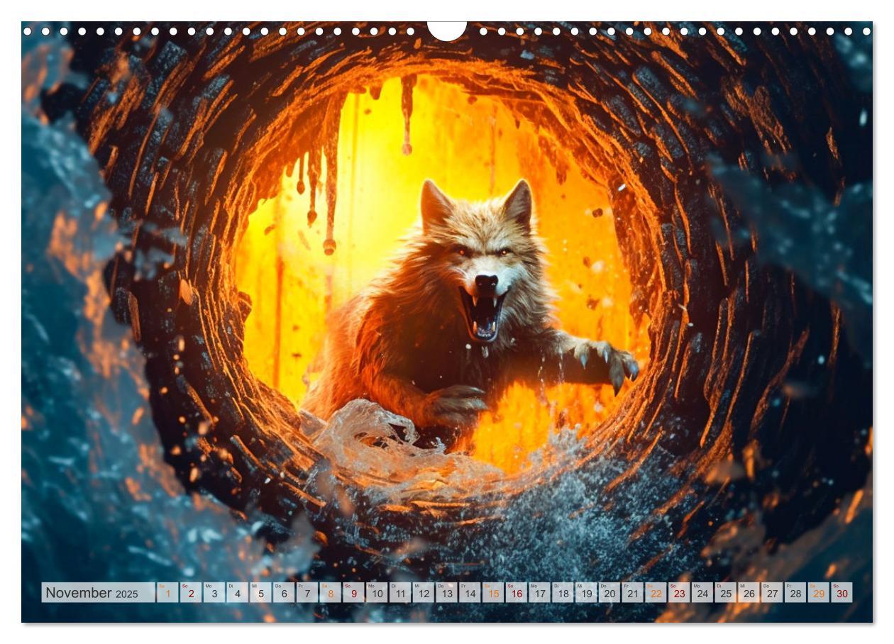 Bild: 9783383892264 | Rotkäppchen und der Wolf (Wandkalender 2025 DIN A3 quer), CALVENDO...