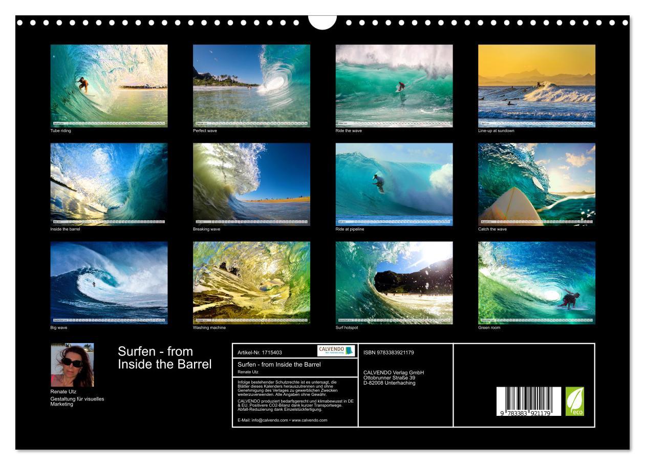 Bild: 9783383921179 | Surfen - from Inside the Barrel (Wandkalender 2025 DIN A3 quer),...