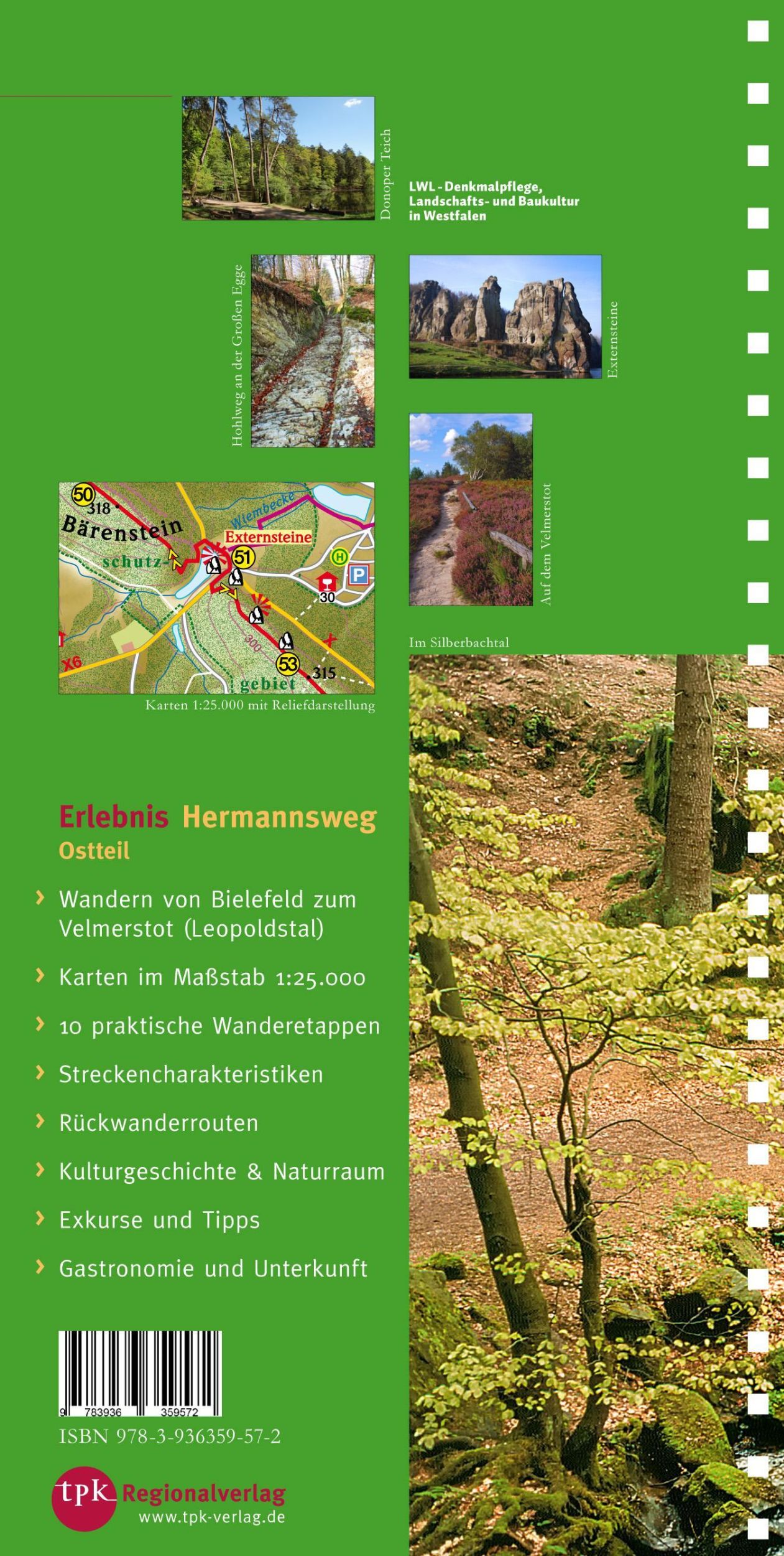 Rückseite: 9783936359572 | Erlebnis Hermannsweg - Ostteil | Wandern von Bielefeld zum Velmerstot