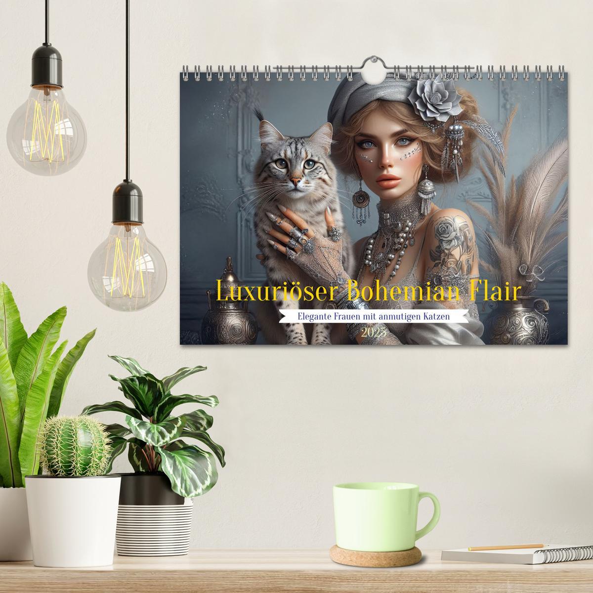 Bild: 9783457201572 | Luxuriöser Bohemian Flair - Elegante Frauen mit anmutigen Katzen...