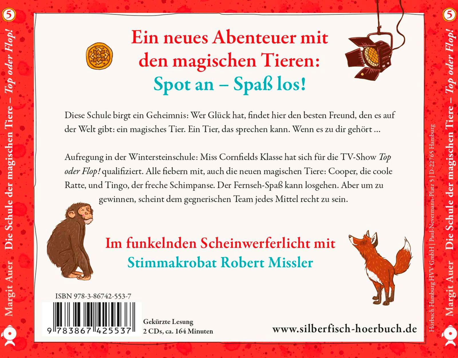 Rückseite: 9783867425537 | Die Schule der magischen Tiere 05: Top oder Flop! | Margit Auer | CD