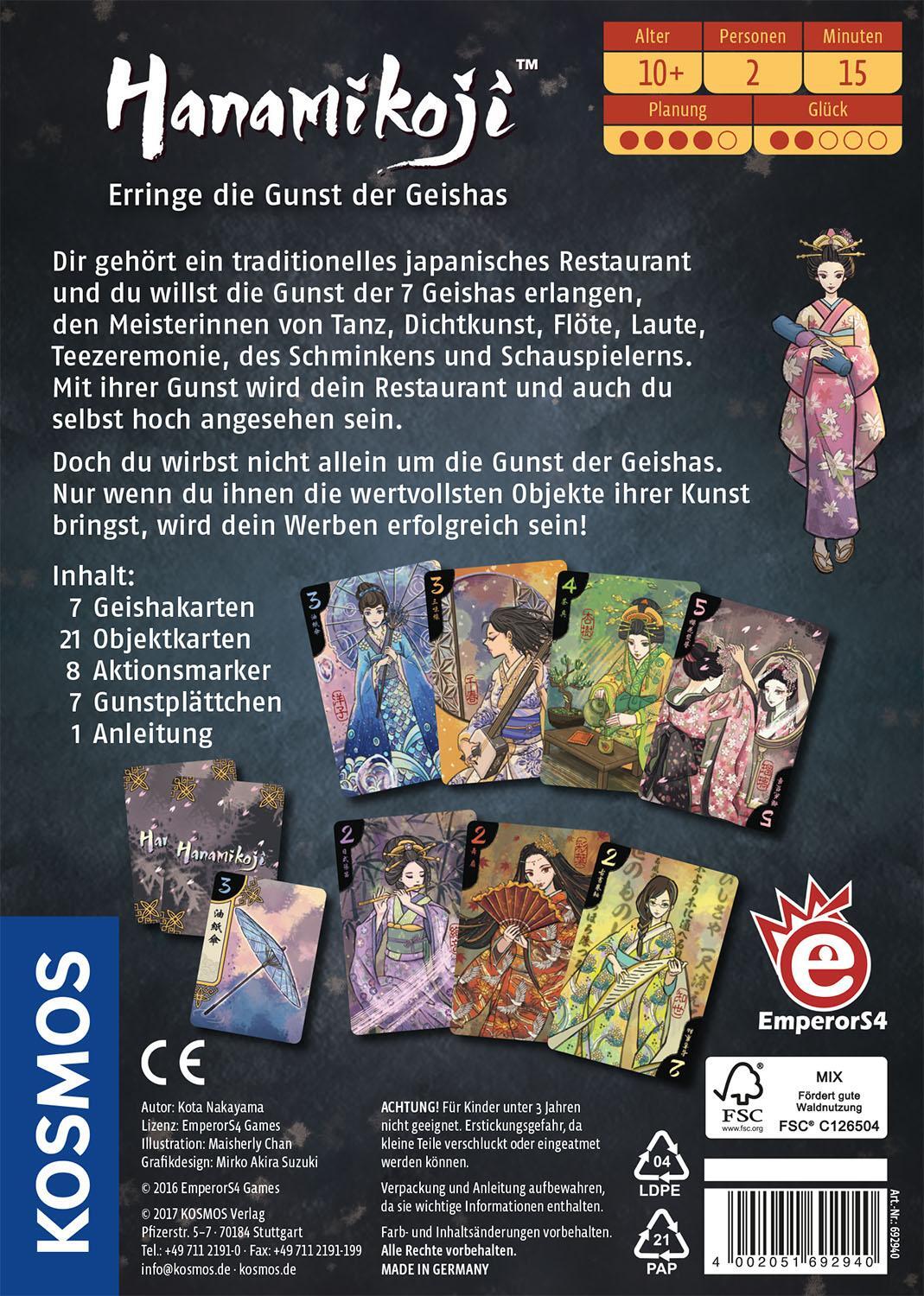 Bild: 4002051692940 | Hanamikoji - Erringe die Gunst der Geishas | Spiel für 2 Spieler