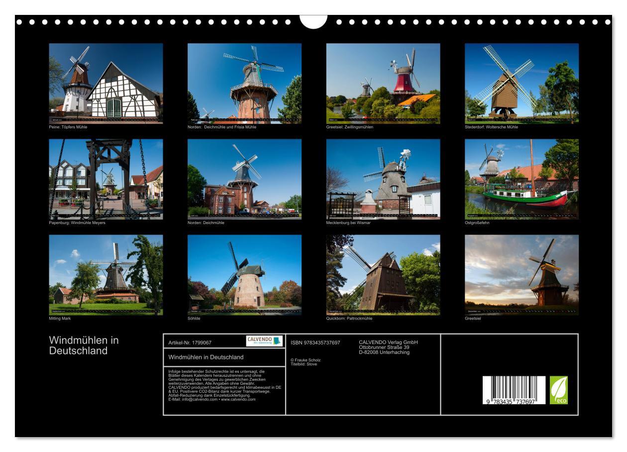 Bild: 9783435737697 | Windmühlen in Deutschland (Wandkalender 2025 DIN A3 quer), CALVENDO...