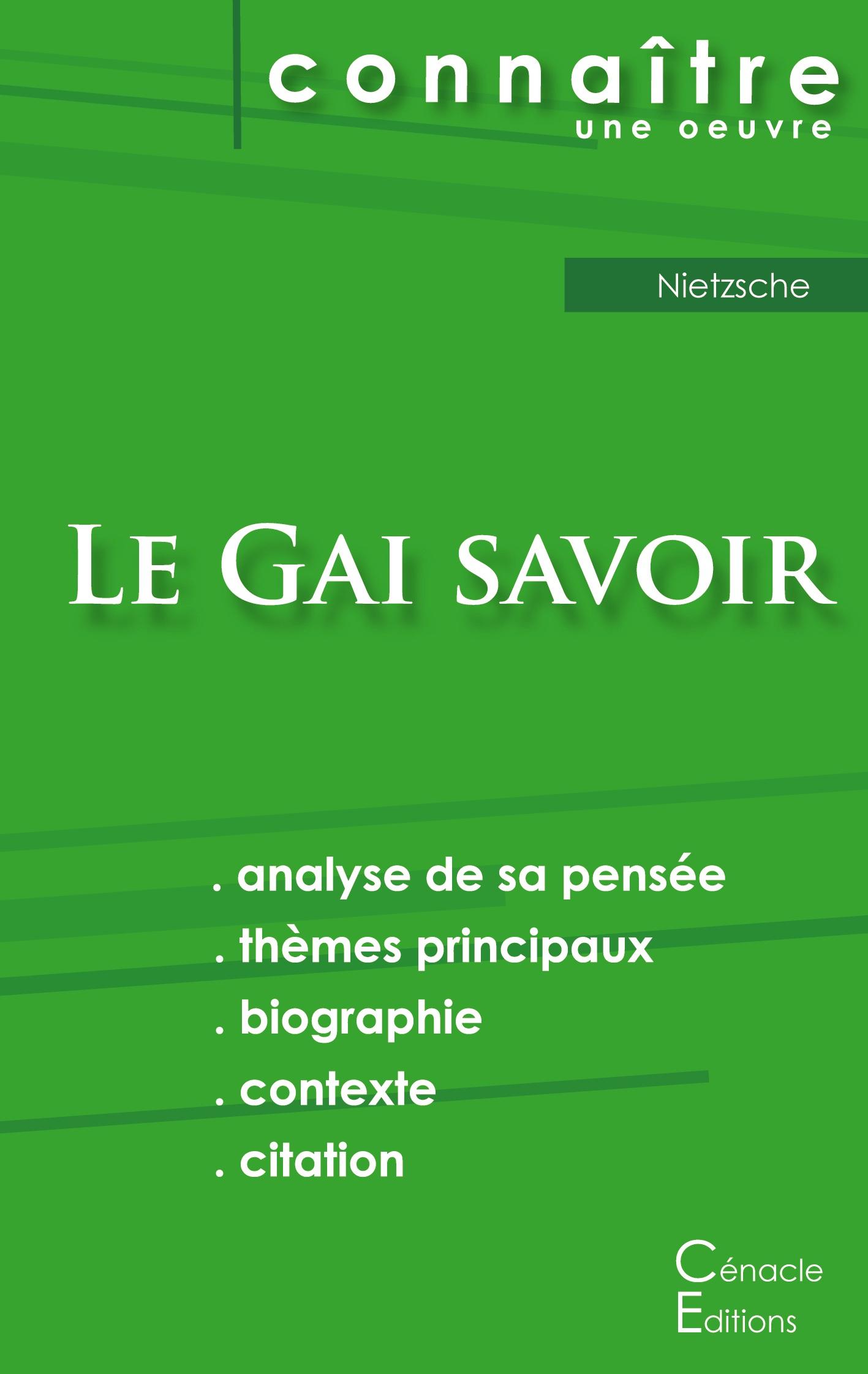 Cover: 9782367888446 | Fiche de lecture Le Gai savoir de Nietzsche (Analyse philosophique...