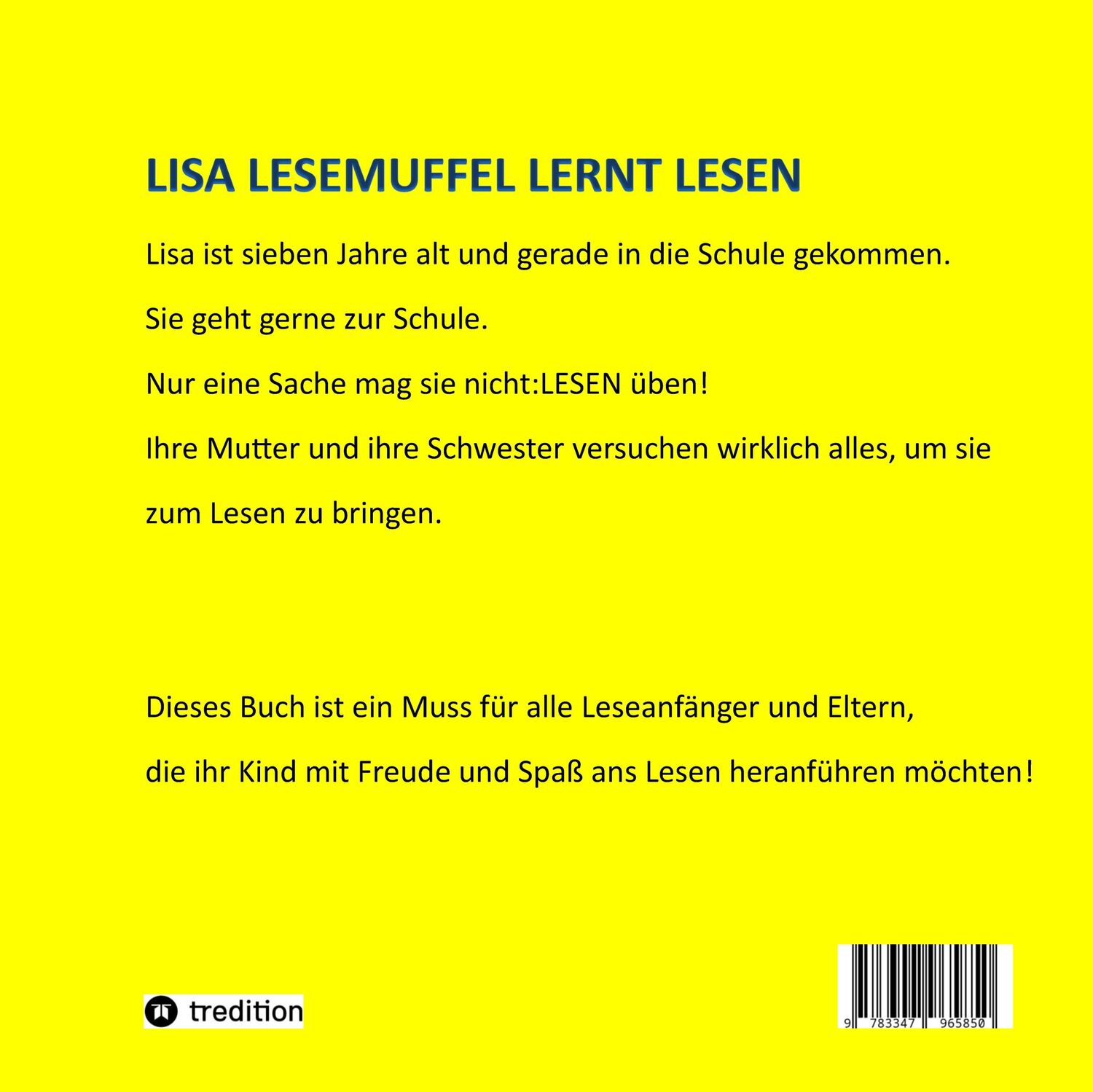 Rückseite: 9783347965850 | Lisa Lesemuffel lernt lesen | Stefanie Thomas | Taschenbuch | 60 S.