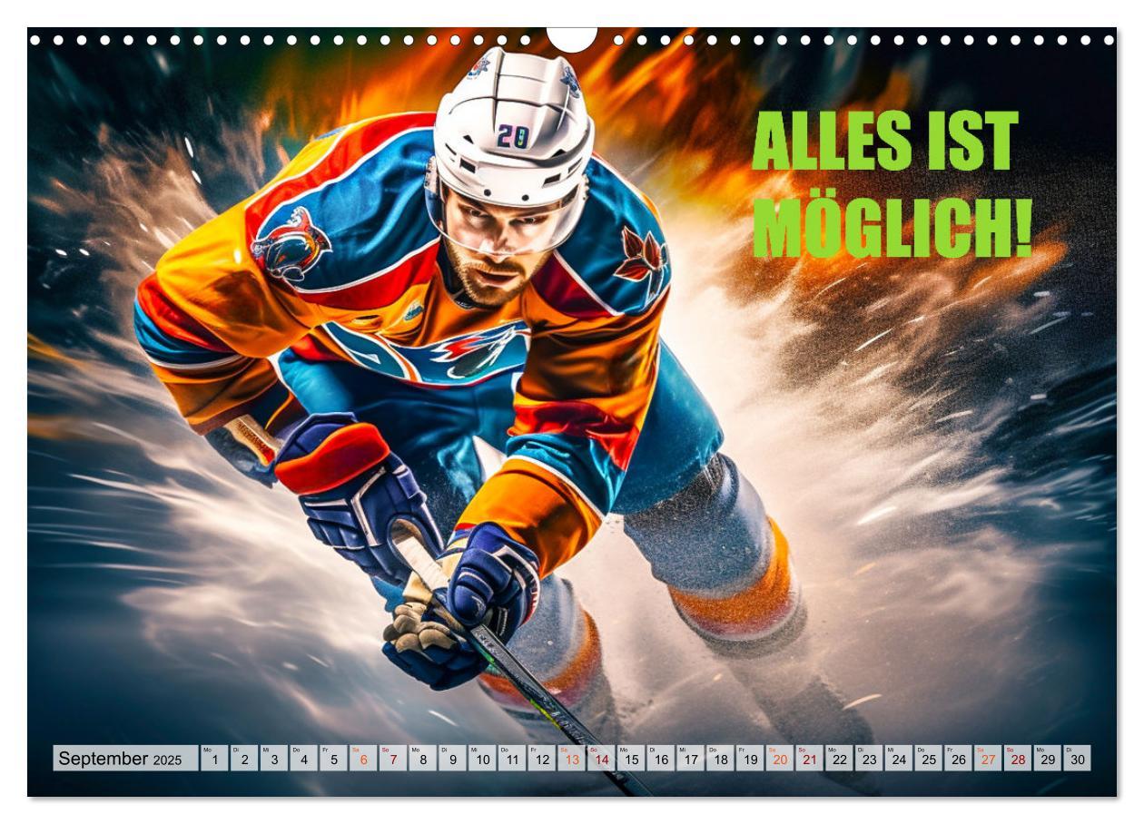 Bild: 9783383862304 | Eishockey und positive Gedanken (Wandkalender 2025 DIN A3 quer),...