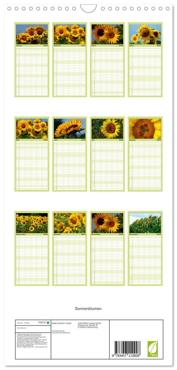 Bild: 9783457110928 | Familienplaner 2025 - Sonnenblumen mit 5 Spalten (Wandkalender, 21...