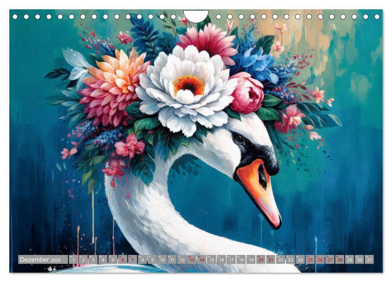 Bild: 9783457138687 | Blumige Vogelporträts (Wandkalender 2025 DIN A4 quer), CALVENDO...