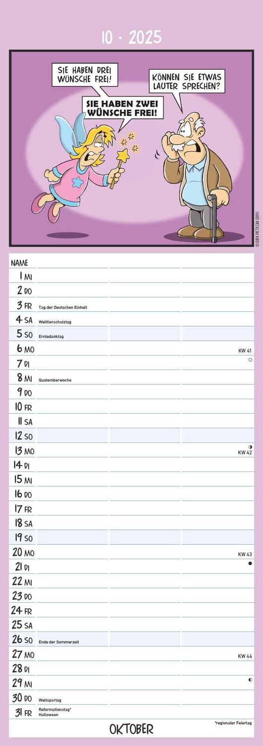 Bild: 4251732343460 | Rentnerkalender 2025 - Streifen-Kalender 15x42 cm - mit lustigen...