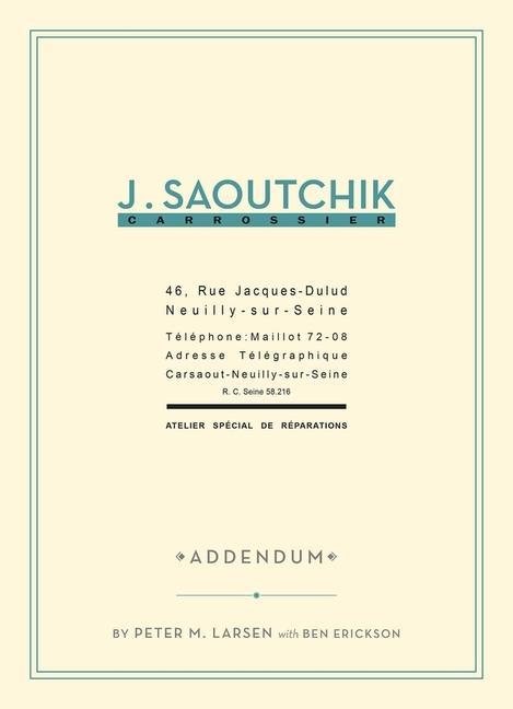 Cover: 9781854432735 | J. Saoutchik Carrossier | Addendum | Ben Erickson (u. a.) | Buch