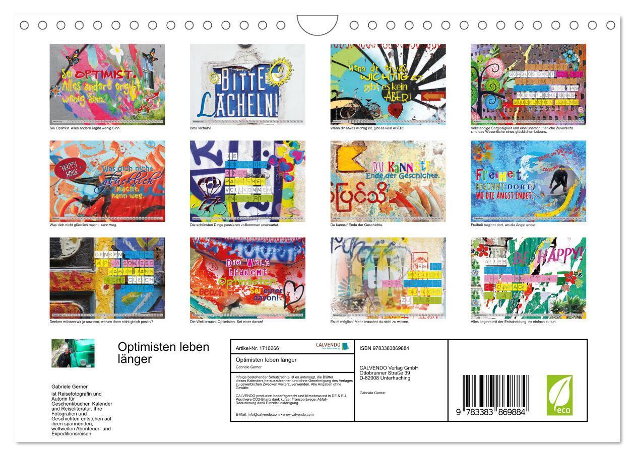 Bild: 9783383869884 | Optimisten leben länger (Wandkalender 2025 DIN A4 quer), CALVENDO...