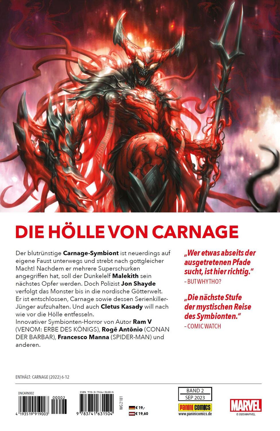 Rückseite: 9783741631504 | Carnage - Neustart | Bd. 2: Höllentrip | Ram V. (u. a.) | Taschenbuch