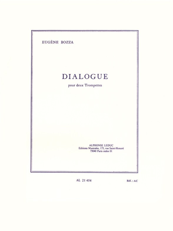 Cover: 9790046214547 | Dialogue For Two Trumpets | Eugène Bozza | Partitur | Alphonse Leduc