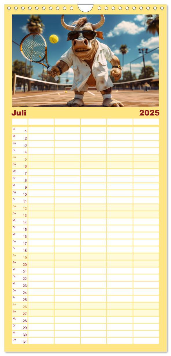 Bild: 9783457191767 | Familienplaner 2025 - Der tierisch lustige Tennis-Kalender mit 5...