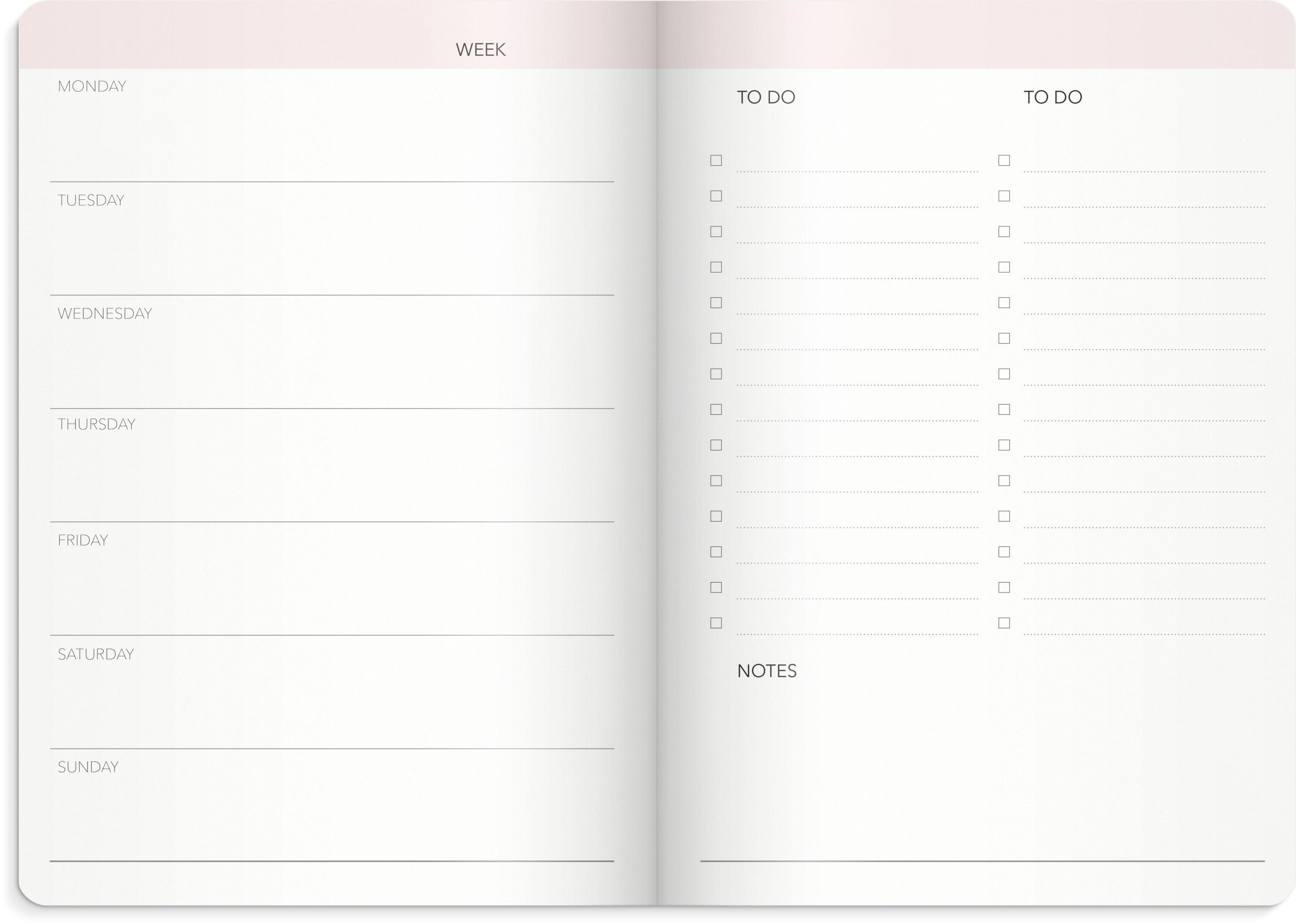 Bild: 7392620105108 | Burde Week Planner undated pink | Terminplaner Undatiert | Taschenbuch