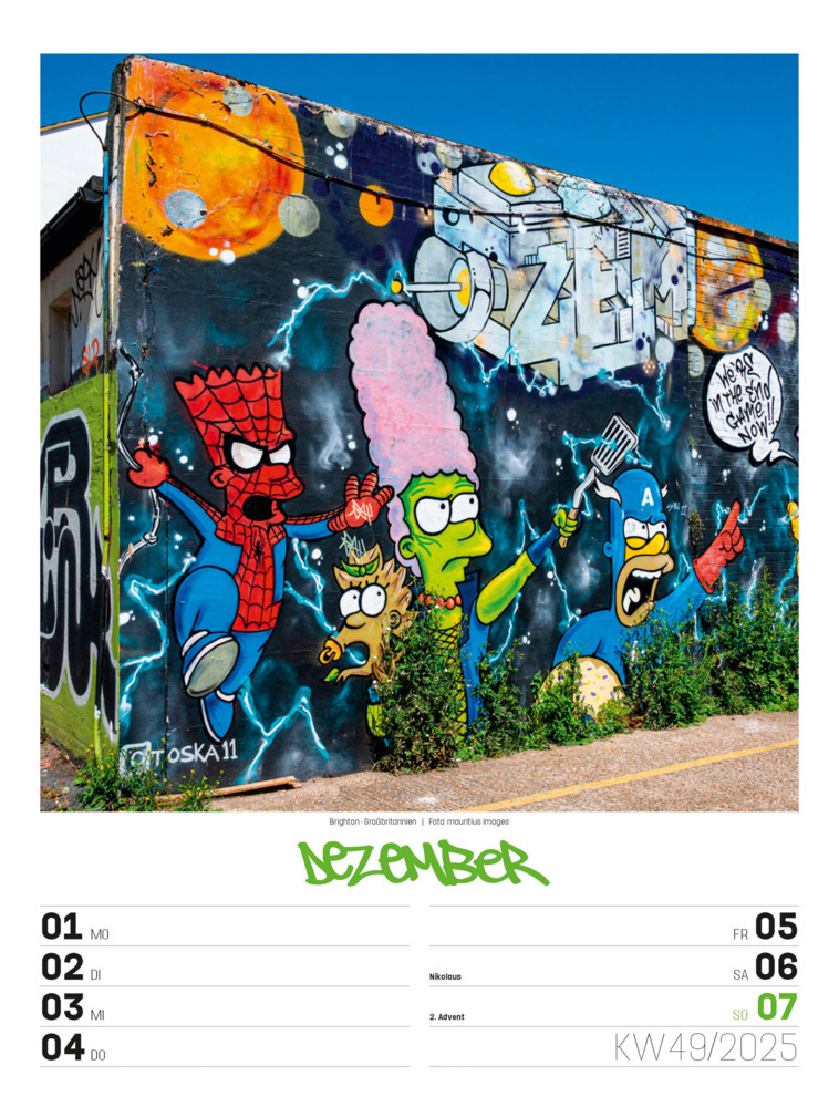 Bild: 9783838435299 | Street Art - Graffiti - Wochenplaner Kalender 2025 | Kunstverlag