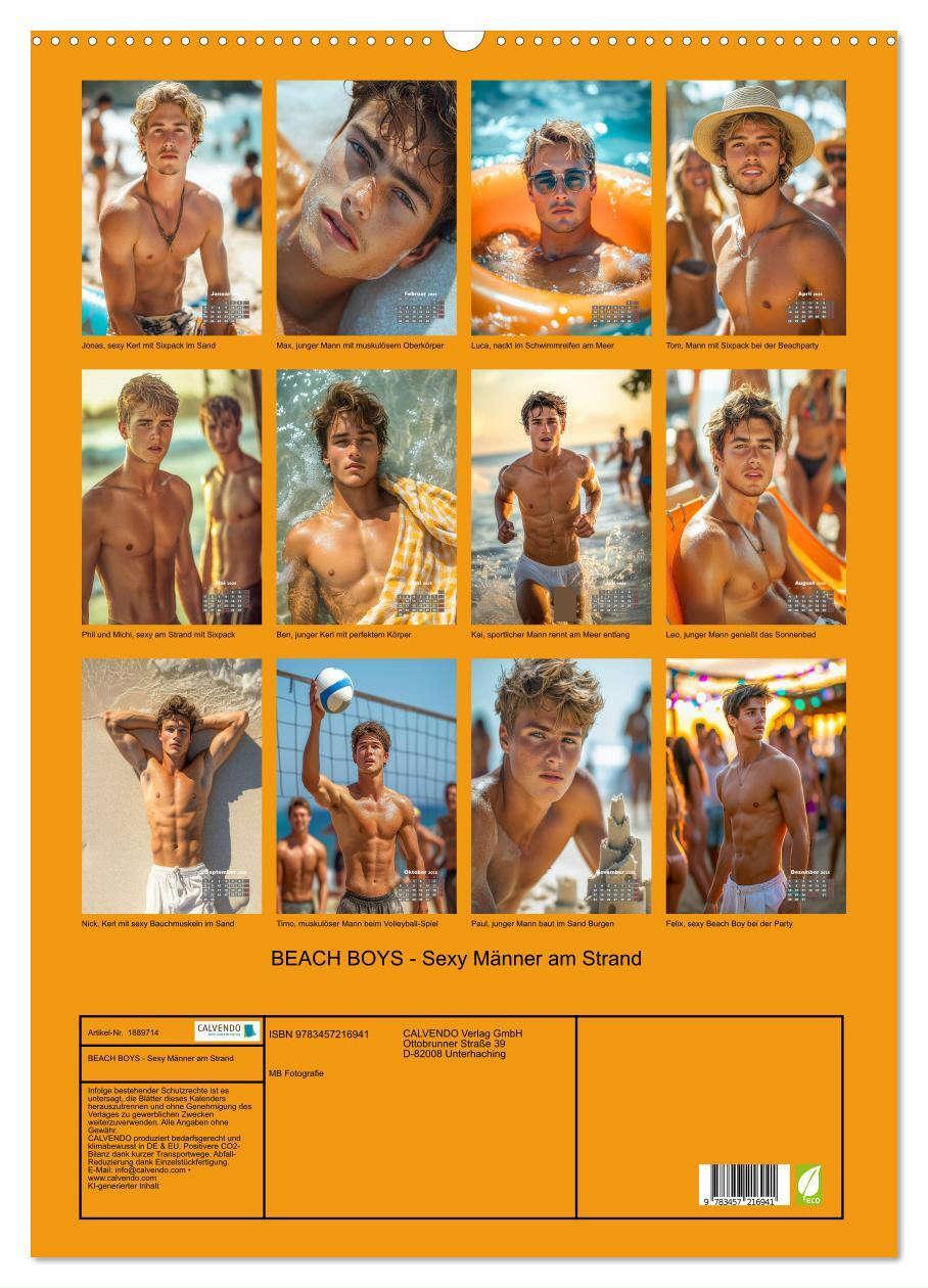 Bild: 9783457216941 | SEXY MÄNNER - Nackte Haut am Strand (Wandkalender 2025 DIN A2...