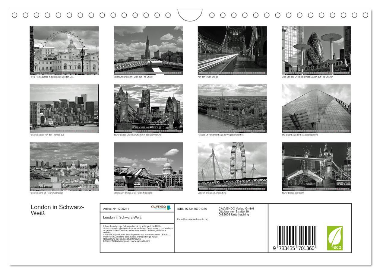 Bild: 9783435701360 | London in Schwarz-Weiß (Wandkalender 2025 DIN A4 quer), CALVENDO...