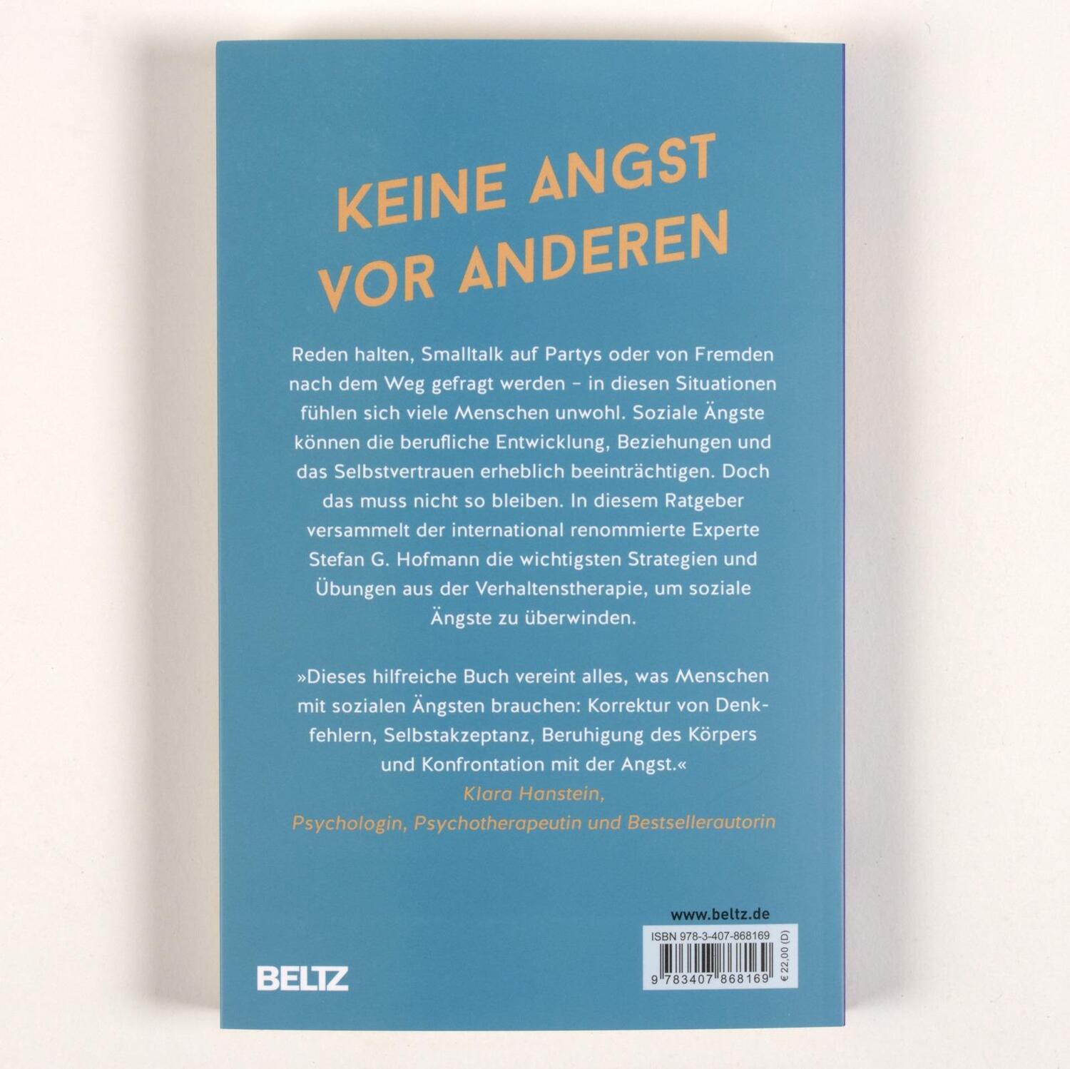 Rückseite: 9783407868169 | Soziale Ängste loswerden | Stefan G. Hofmann | Taschenbuch | 249 S.