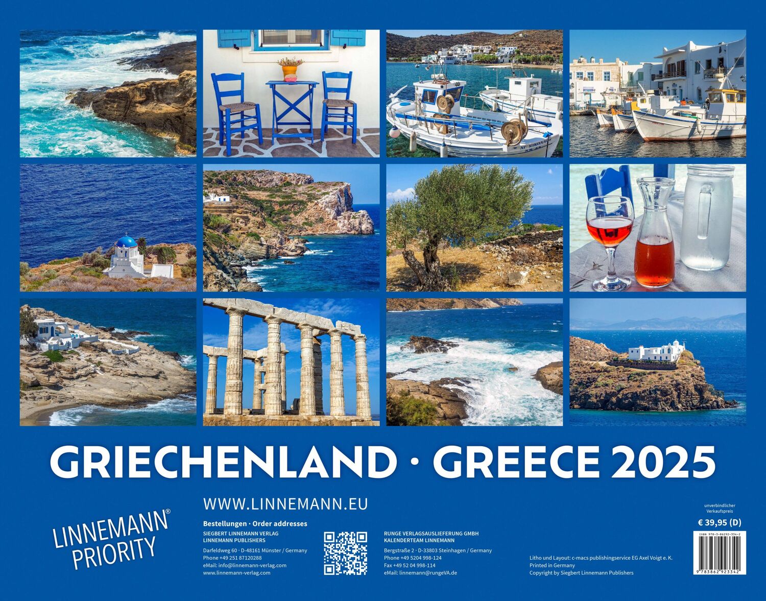 Rückseite: 9783862923342 | Griechenland 2025 Großformat-Kalender 58 x 45,5 cm | Greece | Verlag