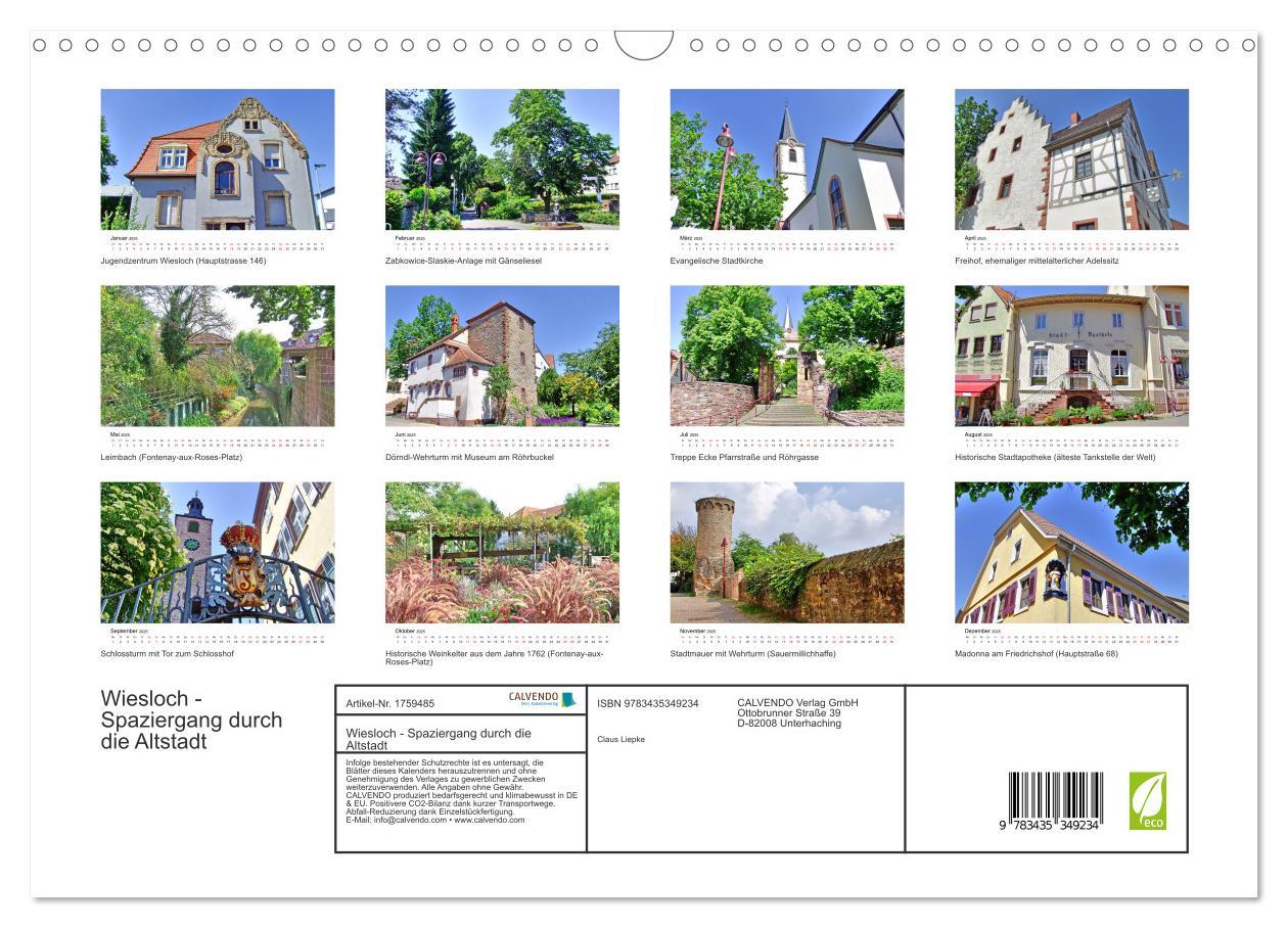 Bild: 9783435349234 | Wiesloch - Spaziergang durch die Altstadt (Wandkalender 2025 DIN A3...