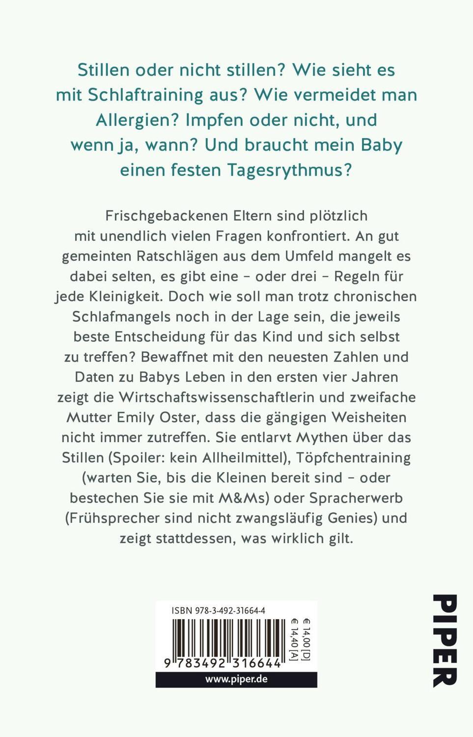 Rückseite: 9783492316644 | Das einzig wahre Baby-Handbuch | Emily Oster | Taschenbuch | 400 S.