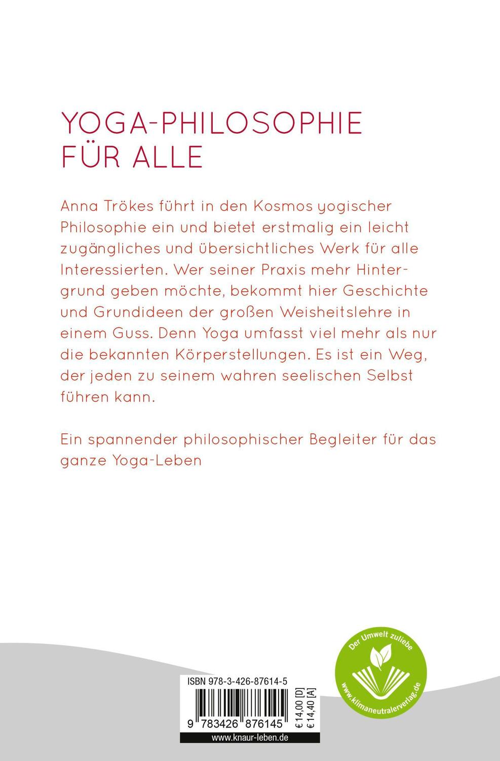 Rückseite: 9783426876145 | Die kleine Yoga-Philosophie | Grundlagen und Übungspraxis verstehen