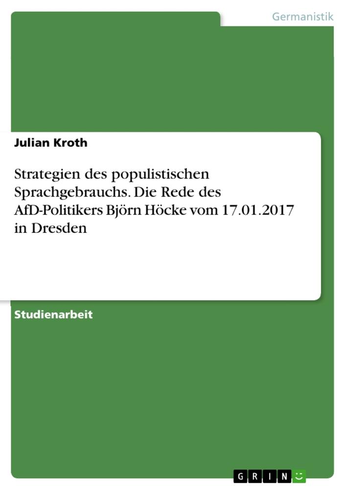 Cover: 9783346050991 | Strategien des populistischen Sprachgebrauchs. Die Rede des...