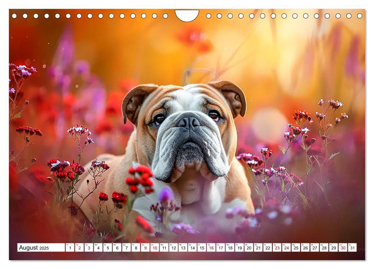 Bild: 9783383808050 | Englische Bulldoggen im Blütenmeer (Wandkalender 2025 DIN A4 quer),...