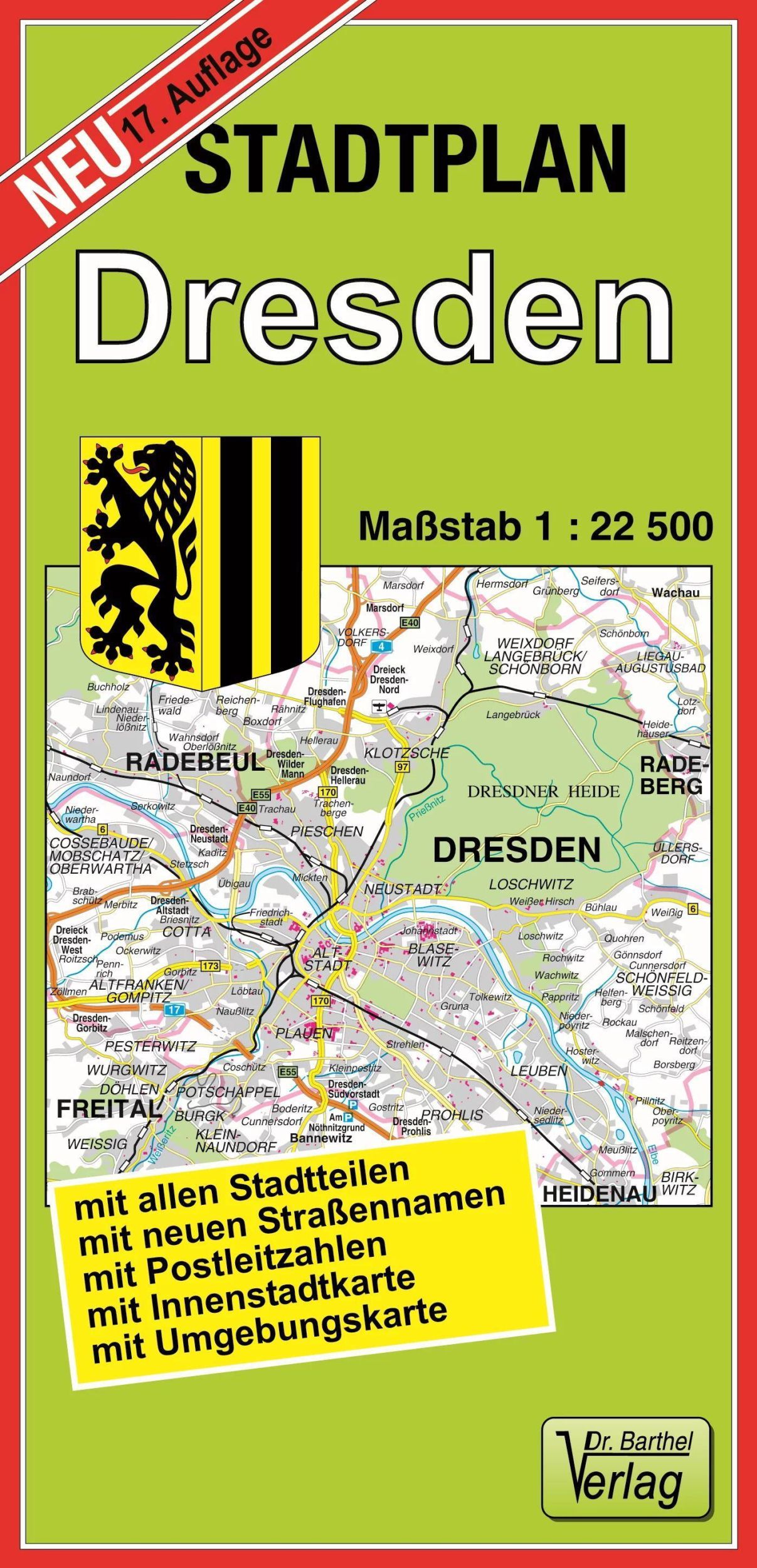 Cover: 9783895910364 | Stadtplan Dresden | Maßstab 1:22500 | Verlag Barthel | (Land-)Karte